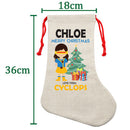 PERSONALISED Cartoon Inspired Super Hero Captain One Eye Girl CHLOE HIGH QUALITY Large CHRISTMAS STOCKING - Any Name you want!