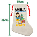 PERSONALISED Cartoon Inspired Super Hero Captain One Eye Girl HIGH QUALITY Large CHRISTMAS STOCKING - Any Name you want!