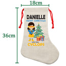 PERSONALISED Cartoon Inspired Super Hero Captain One Eye Girl DANIELLE HIGH QUALITY Large CHRISTMAS STOCKING - Any Name you want!