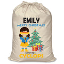 PERSONALISED Cartoon Inspired Super Hero Captain One Eye Girl EMILY - XL Children's Christmas Santa Sack CUSTOMISE Present