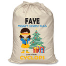 PERSONALISED Cartoon Inspired Super Hero Captain One Eye Girl FAYE - XL Children's Christmas Santa Sack CUSTOMISE Present