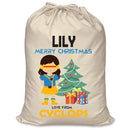 PERSONALISED Cartoon Inspired Super Hero Captain One Eye Girl LILY - XL Children's Christmas Santa Sack CUSTOMISE Present