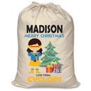 PERSONALISED Cartoon Inspired Super Hero Captain One Eye Girl MADISON - XL Children's Christmas Santa Sack CUSTOMISE Present