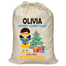 PERSONALISED Cartoon Inspired Super Hero Captain One Eye Girl OLIVIA - XL Children's Christmas Santa Sack CUSTOMISE Present