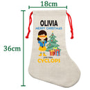 PERSONALISED Cartoon Inspired Super Hero Captain One Eye Girl OLIVIA HIGH QUALITY Large CHRISTMAS STOCKING - Any Name you want!