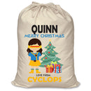 PERSONALISED Cartoon Inspired Super Hero Captain One Eye Girl QUINN - XL Children's Christmas Santa Sack CUSTOMISE Present
