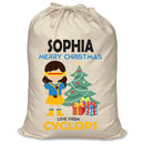 PERSONALISED Cartoon Inspired Super Hero Captain One Eye Girl SOPHIA - XL Children's Christmas Santa Sack CUSTOMISE Present