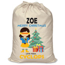 PERSONALISED Cartoon Inspired Super Hero Captain One Eye Girl ZOE - XL Children's Christmas Santa Sack CUSTOMISE Present