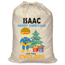 PERSONALISED Cartoon Inspired Super Hero Captain One Eye ISAAC - XL Children's Christmas Santa Sack CUSTOMISE Present