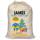 PERSONALISED Cartoon Inspired Super Hero Captain One Eye JAMES - XL Children's Christmas Santa Sack CUSTOMISE Present