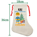 PERSONALISED Cartoon Inspired Super Hero Captain One Eye KAI HIGH QUALITY Large CHRISTMAS STOCKING - Any Name you want!