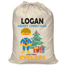 PERSONALISED Cartoon Inspired Super Hero Captain One Eye LOGAN - XL Children's Christmas Santa Sack CUSTOMISE Present