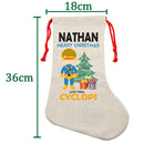 PERSONALISED Cartoon Inspired Super Hero Captain One Eye NATHAN HIGH QUALITY Large CHRISTMAS STOCKING - Any Name you want!