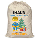 PERSONALISED Cartoon Inspired Super Hero Captain One Eye SHAUN - XL Children's Christmas Santa Sack CUSTOMISE Present