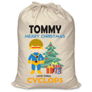 PERSONALISED Cartoon Inspired Super Hero Captain One Eye TOMMY - XL Children's Christmas Santa Sack CUSTOMISE Present