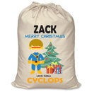 PERSONALISED Cartoon Inspired Super Hero Captain One Eye ZACK - XL Children's Christmas Santa Sack CUSTOMISE Present