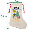 PERSONALISED Cartoon Inspired Super Hero Captain One Eye ZACK HIGH QUALITY Large CHRISTMAS STOCKING - Any Name you want!