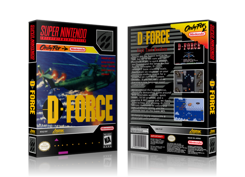 D Force Replacement Nintendo SNES Game Case Or Cover