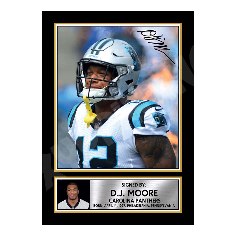 D.J. Moore 1 Limited Edition Football Signed Print - American Footballer
