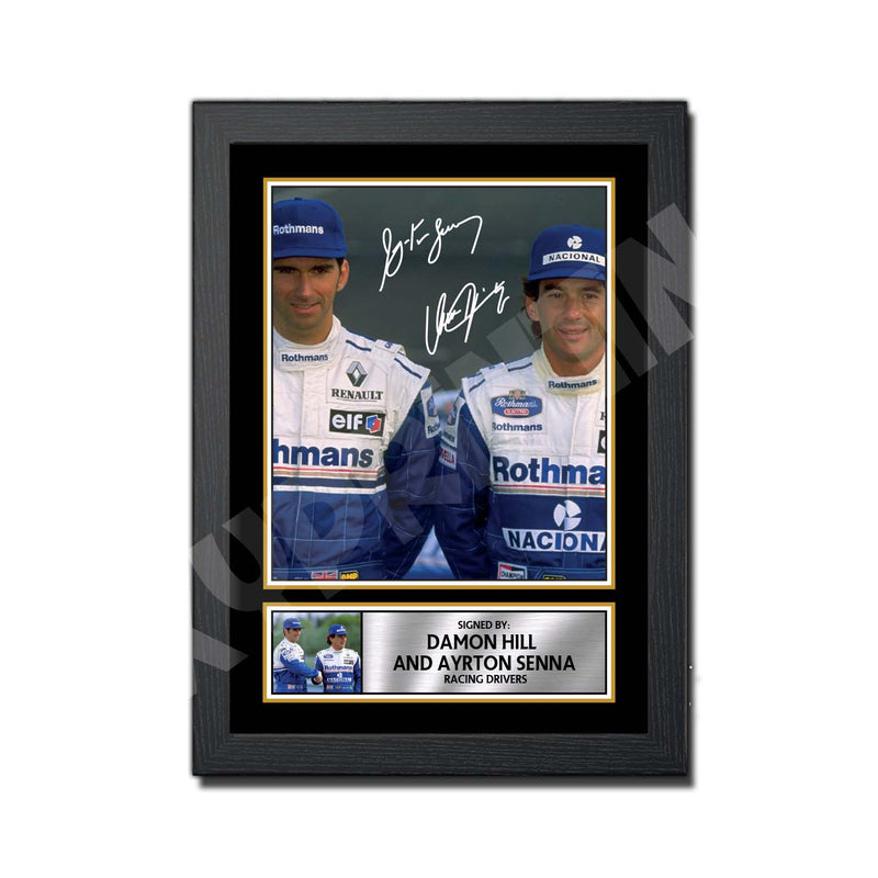 DAMON HILL AND AYRTON SENNA 2 Limited Edition Formula 1 Player Signed Print Formula 1
