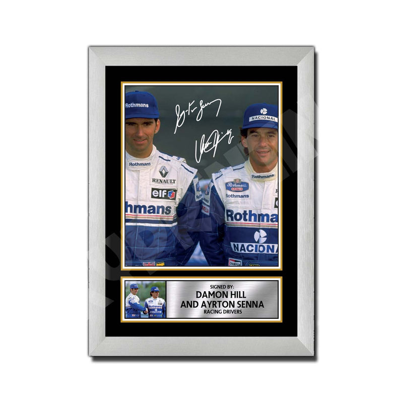 DAMON HILL AND AYRTON SENNA 2 Limited Edition Formula 1 Player Signed Print Formula 1