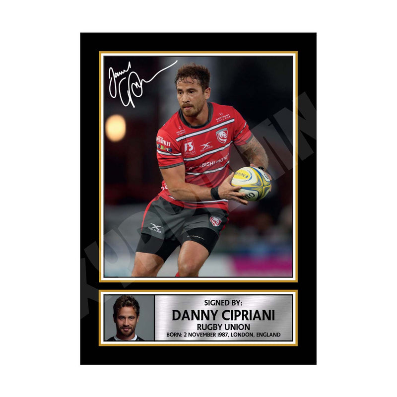 DANNY CIPRIANI 2 Limited Edition Rugby Player Signed Print - Rugby