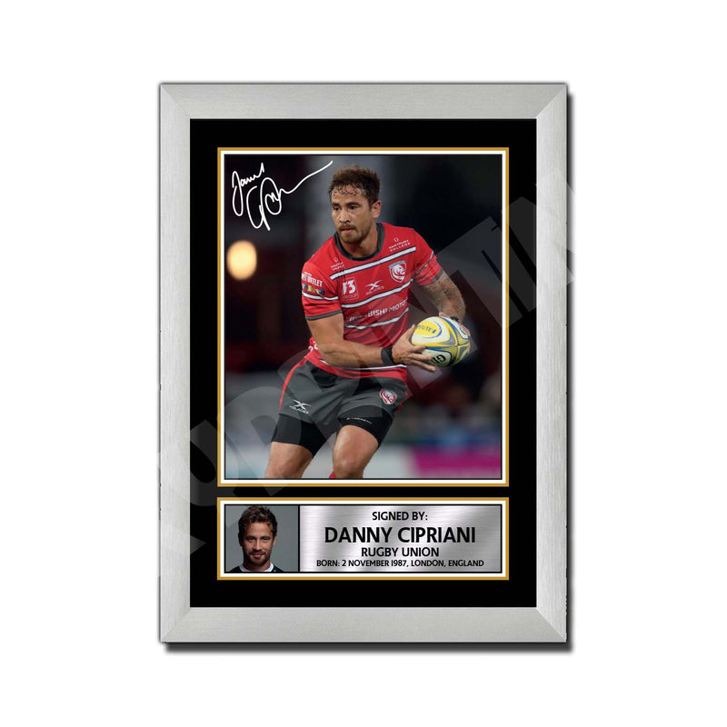 DANNY CIPRIANI 2 Limited Edition Rugby Player Signed Print - Rugby