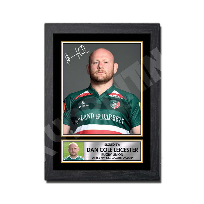 DAN COLE LEICESTER 1 Limited Edition Rugby Player Signed Print - Rugby