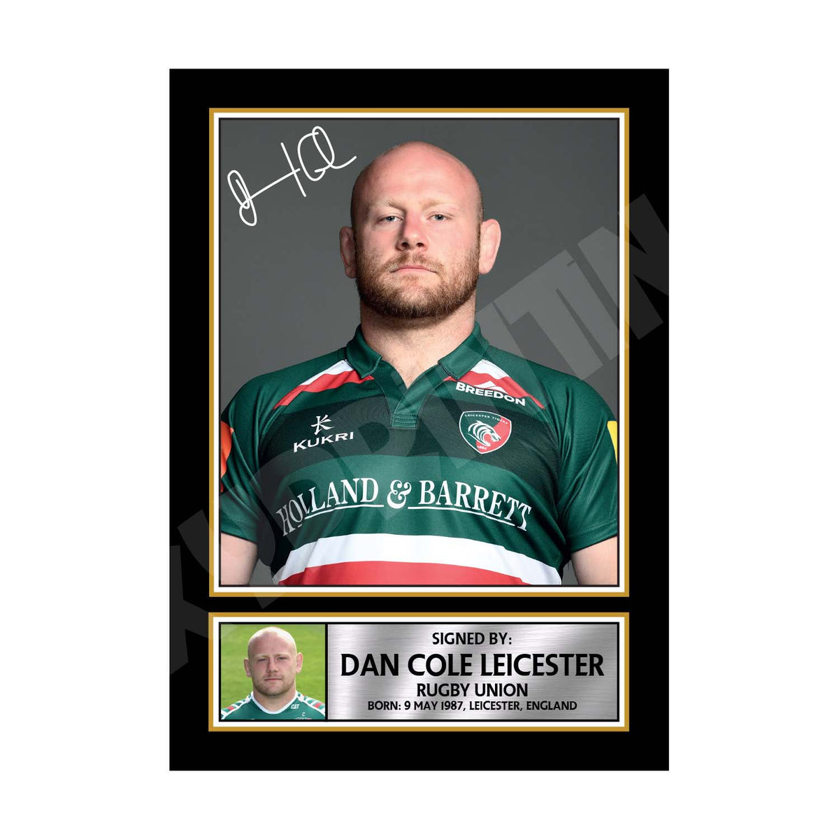 DAN COLE LEICESTER 1 Limited Edition Rugby Player Signed Print - Rugby