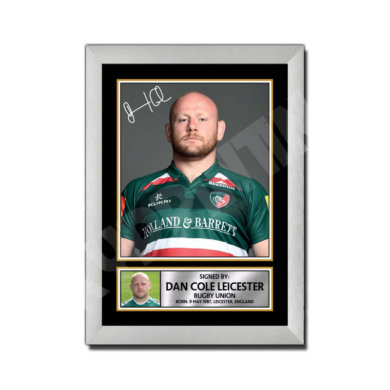 DAN COLE LEICESTER 1 Limited Edition Rugby Player Signed Print - Rugby