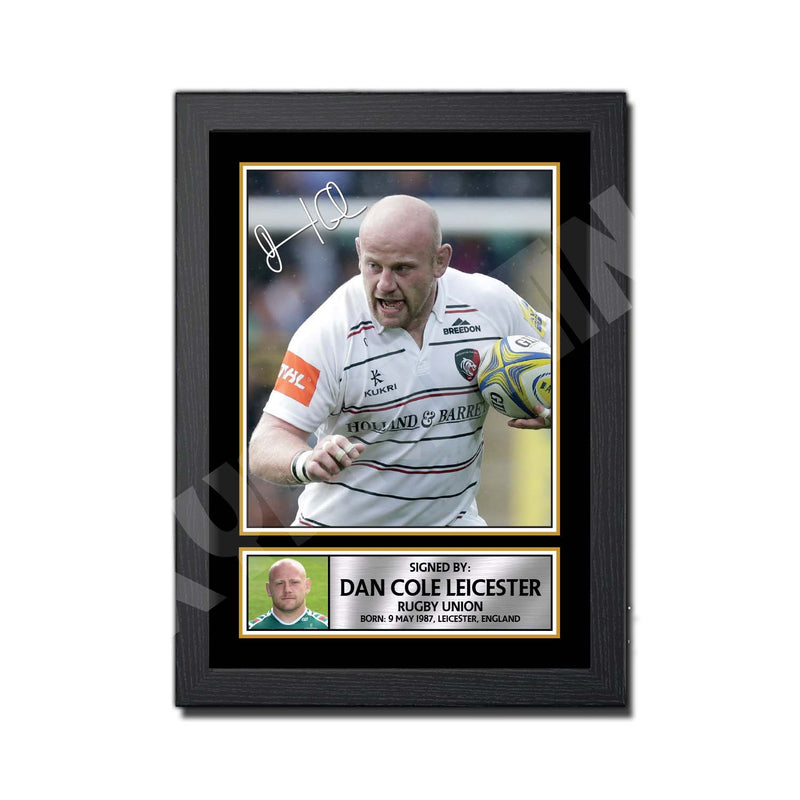 DAN COLE LEICESTER 2 Limited Edition Rugby Player Signed Print - Rugby