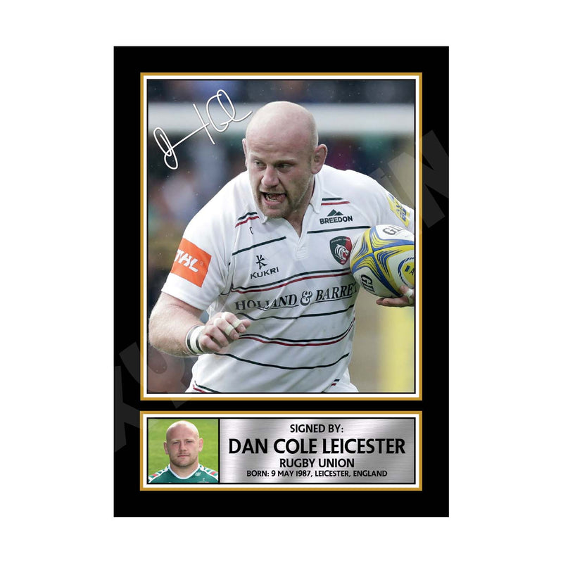 DAN COLE LEICESTER 2 Limited Edition Rugby Player Signed Print - Rugby