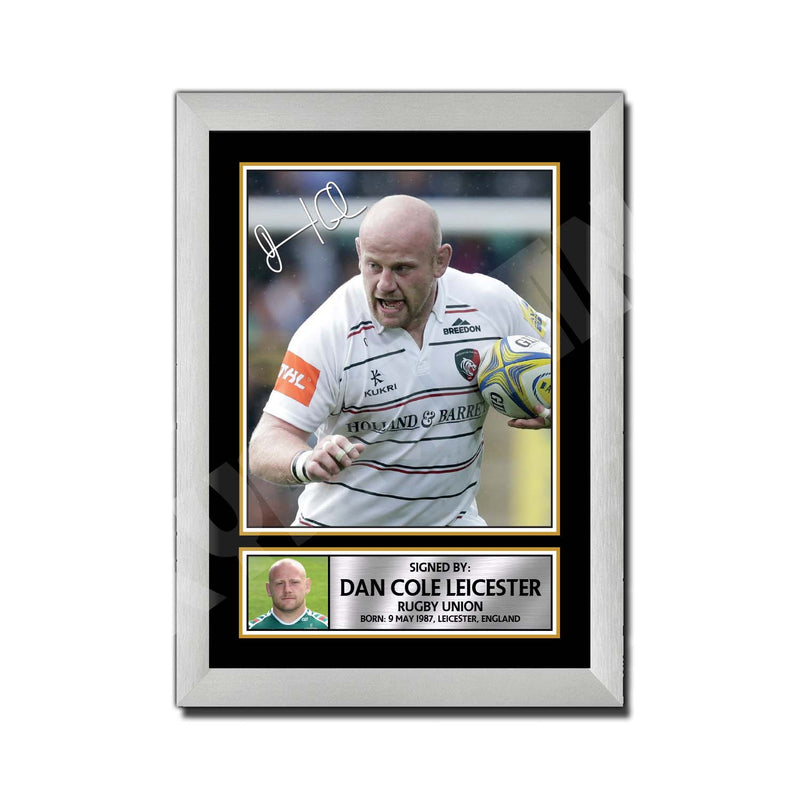 DAN COLE LEICESTER 2 Limited Edition Rugby Player Signed Print - Rugby