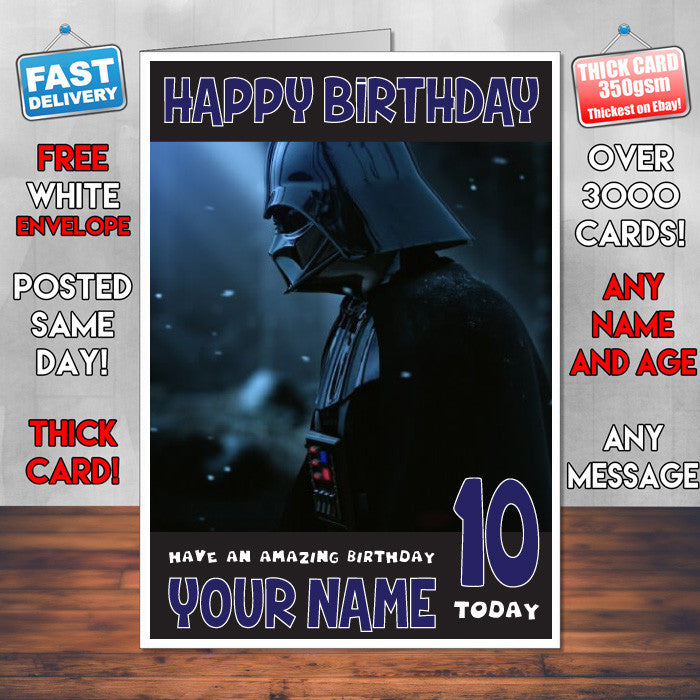 DARTH VADER BM2 THEME INSPIRED Style PERSONALISED Kids Adult FUNNY Birthday Card