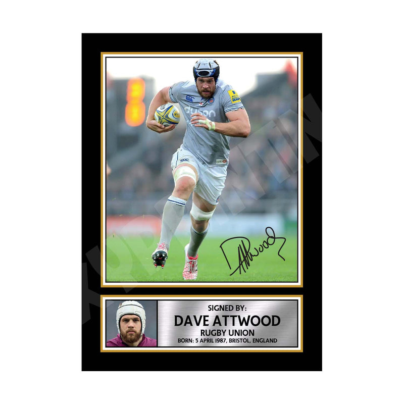DAVE ATTWOOD 2 Limited Edition Rugby Player Signed Print - Rugby
