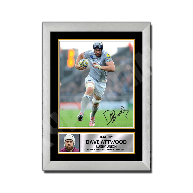 DAVE ATTWOOD 2 Limited Edition Rugby Player Signed Print - Rugby