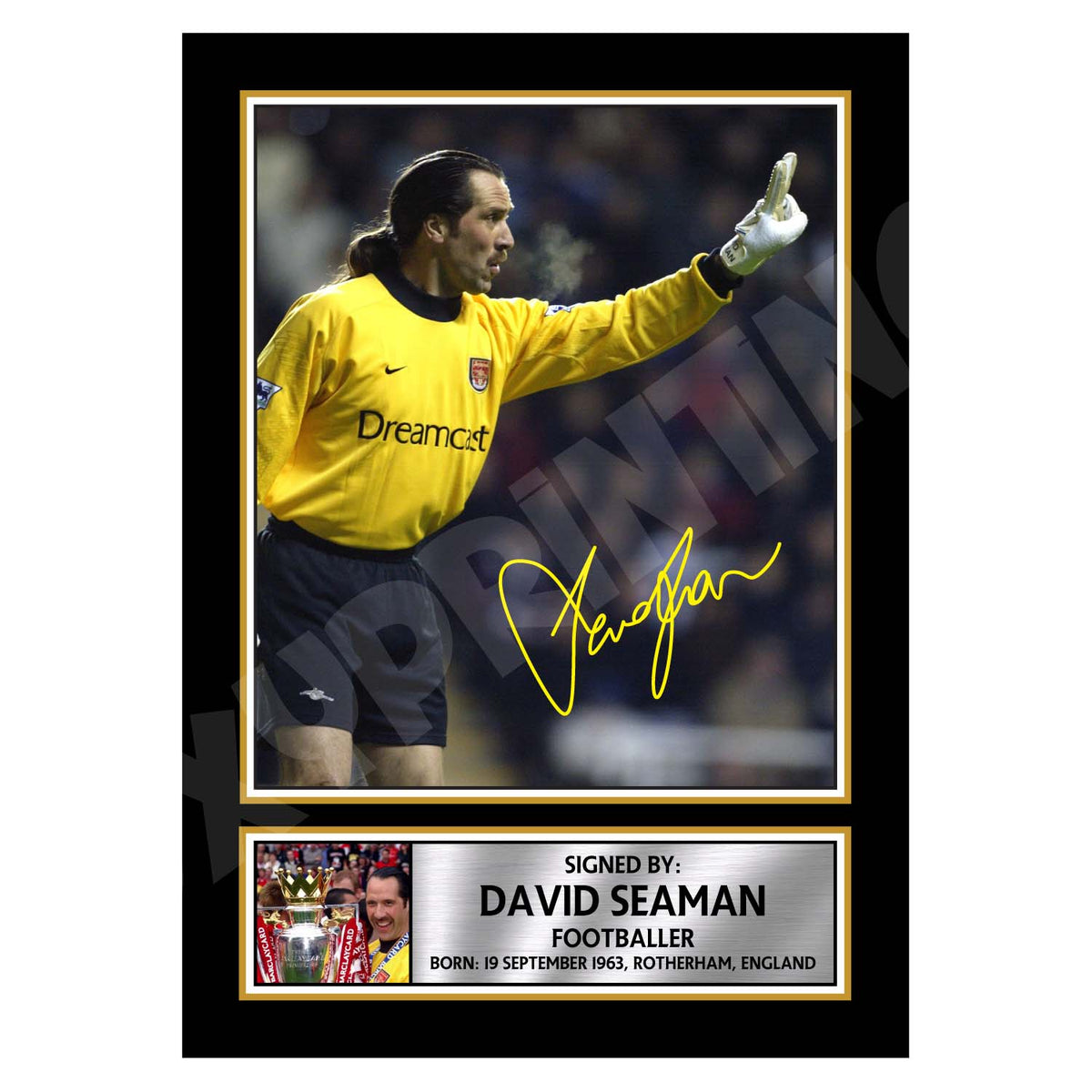 DAVID SEAMAN Football Player Printed Signature Print – Reproduction Print