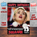 DC1 Miley Cyrus Personalised Music Style Kids Adult FUNNY Birthday Card