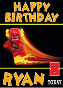 DC Flash Hero Lego THEME INSPIRED Style Kids Adult FUNNY Birthday Card
