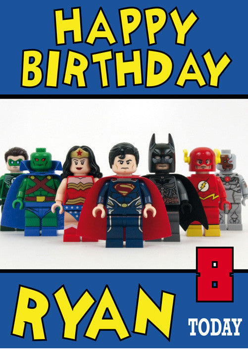 DC Lego Characters THEME INSPIRED Style Kids Adult FUNNY Birthday Card