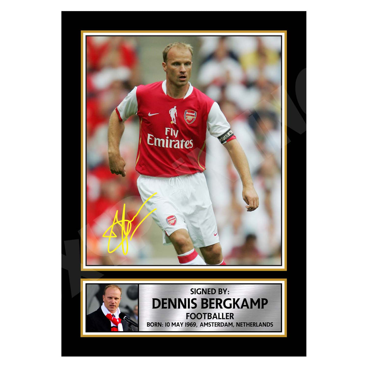 DENNIS BERGKAMP Football Player Printed Signature Print