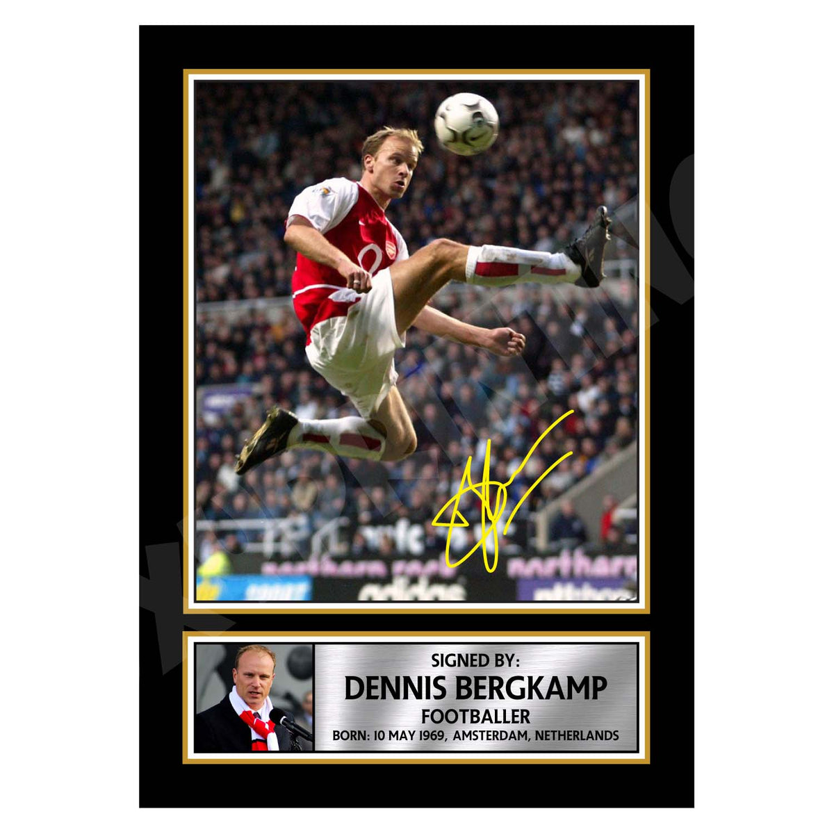 DENNIS BERGKAMP 2 Football Player Printed Signature Print