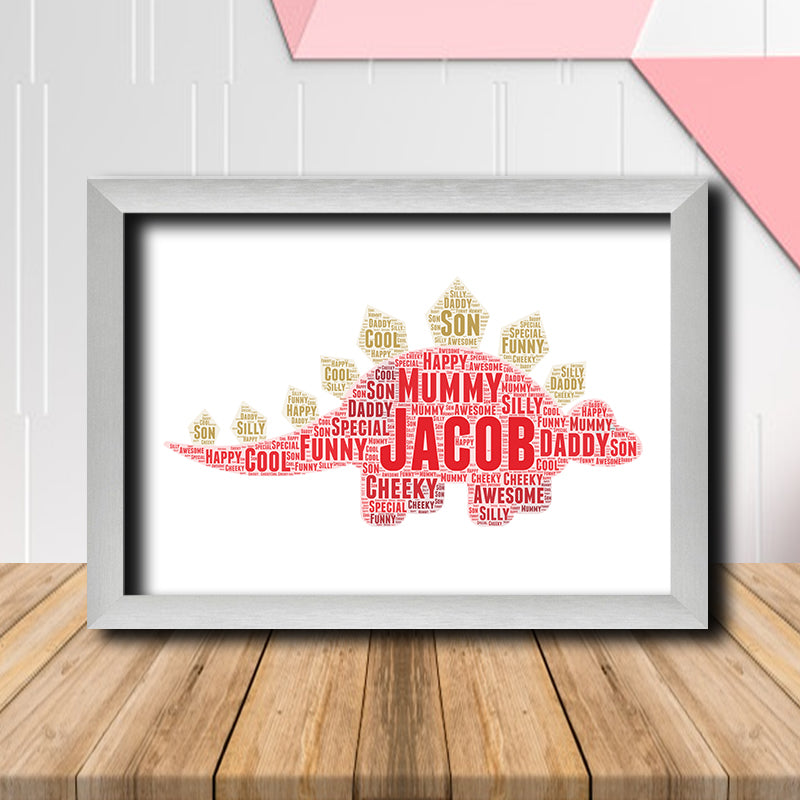 Personalised Dino 1 Word Art Poster Print