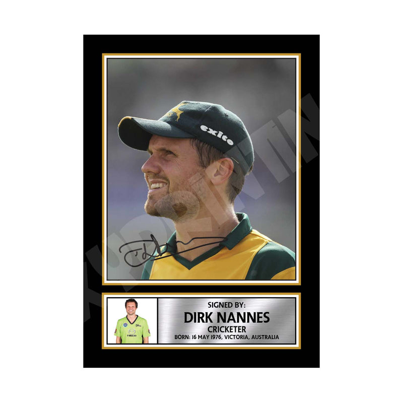 DIRK NANNES Limited Edition Cricketer Signed Print - Cricket Player