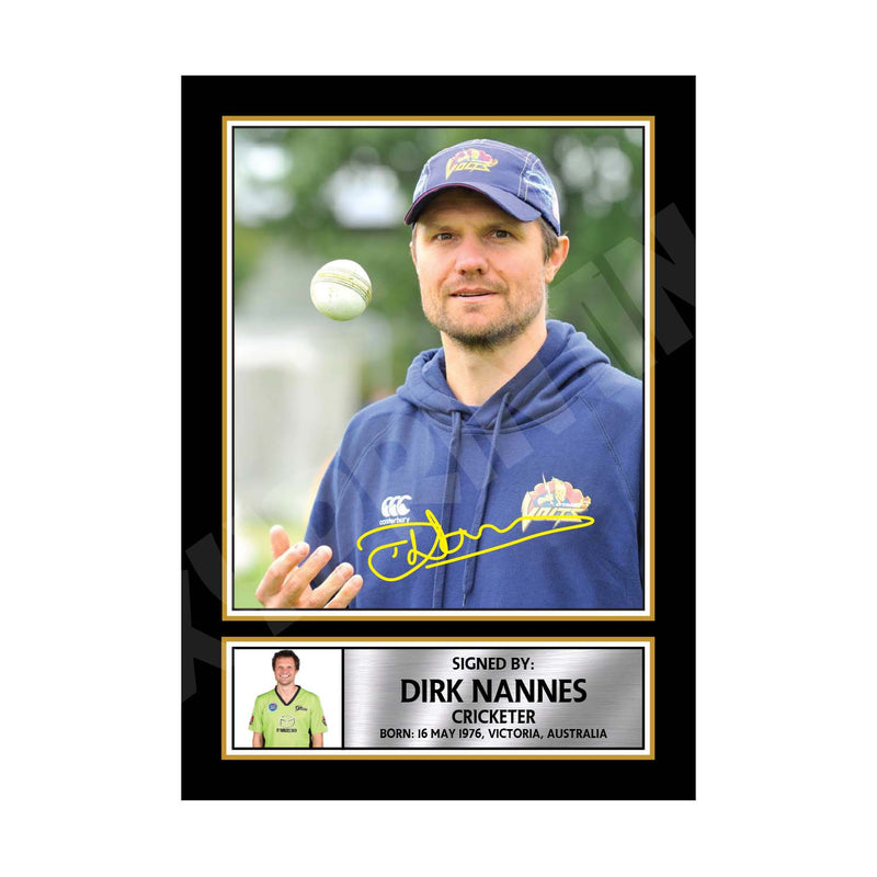 DIRK NANNES 2 Limited Edition Cricketer Signed Print - Cricket Player