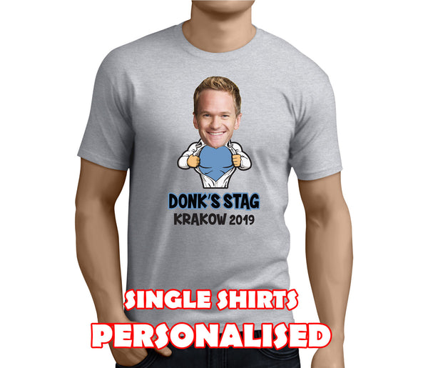 Muscle Man Colour Custom Stag T-Shirt - Any Name - Party Tee