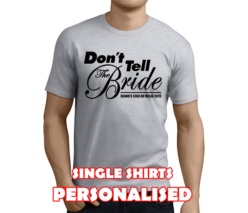 Don't Tell The Bride Black Custom Stag T-Shirt - Any Name - Party Tee