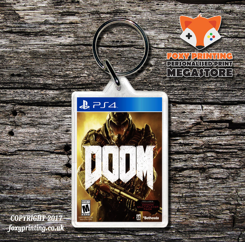 DOOM PS4 Game Inspired Retro Gaming Keyring