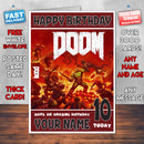 DOOM BM 1 THEME INSPIRED Style PERSONALISED Kids Adult FUNNY Birthday Card