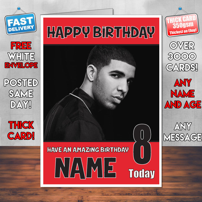 DRAKE BM2 Personalised Music Style Kids Adult FUNNY Birthday Card